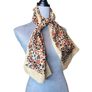 Vintage Italian Floral Leaf Scarf